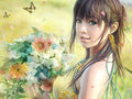 Drawn wallpapers Painted girls Girl with flowers 016780.jpg