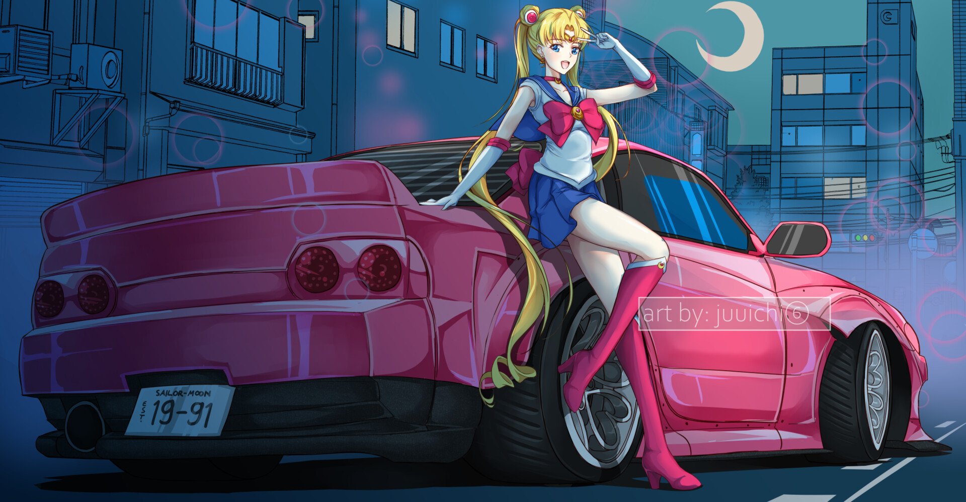 Sailor Moon car livery. Vinyl Sailor Moon car. Moon car. Moon cars